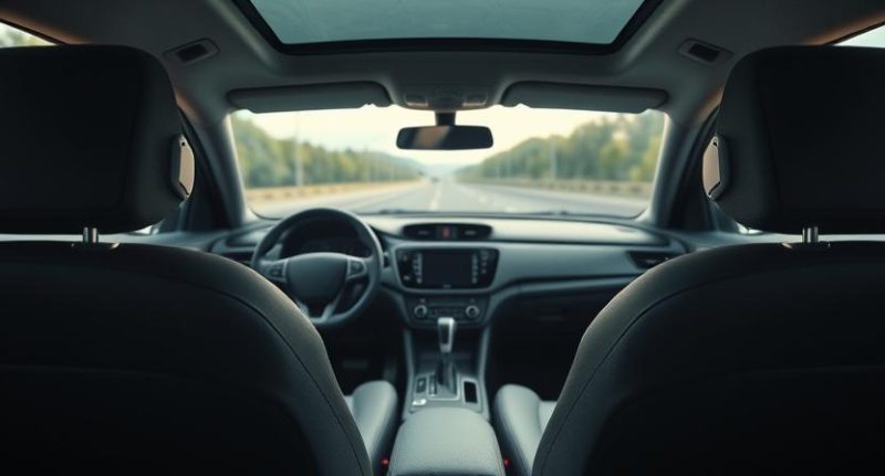 Automobilio salonas su įrengta garso izoliacija, užtikrinančia tylų ir komfortišką važiavimą